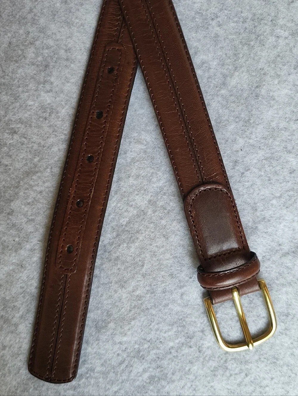 Dress Belt Mens 42/105 Brown Harness Leather Brass Buckle Work Business Casual